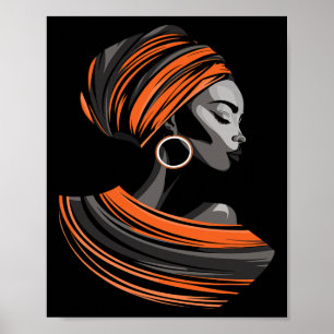 Etnische Kente-stof hoofddoek Mooie vrouw Afrika Poster