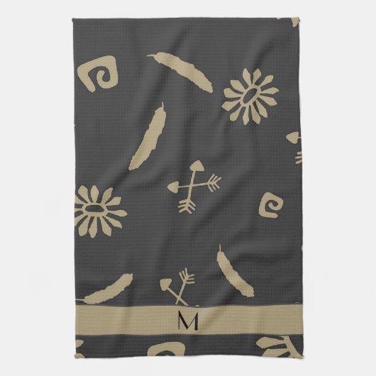 Etnische keukenhanddoeken voor zwarte en beige vin (Verticaal)