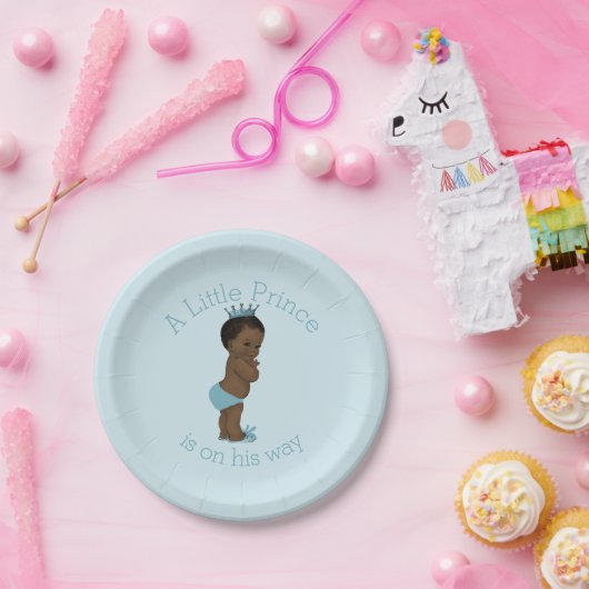 etnische kleine prins Baby shower blauw Papieren Bordje (Feest)
