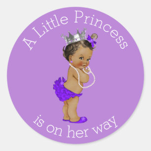 Etnische Kleine Prinses Baby shower Paarse Ronde Sticker