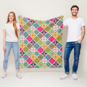 Etnische kleurige mandalstijlpatronen fleece deken