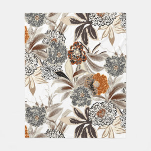 Etnische kunstbloemen en -bladeren fleece deken