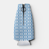 Etnische Letse blauwe en witte tribale volkskunst Flesjeskoeler (Achterkant)