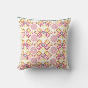 Etnische mandala en geometrisch patroon roze en ge kussen