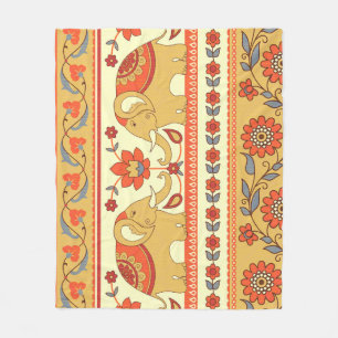 Etnische olifanten, bloemen, naadloos patroon. fleece deken