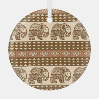 Etnische olifanten geometrisch  patroon glas ornament