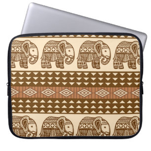 Etnische olifanten geometrisch patroon laptop sleeve