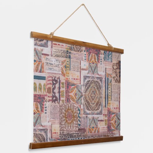 Etnische Patchwork Abstracte muur opknoping Hangend Wandkleed (Gebogen)