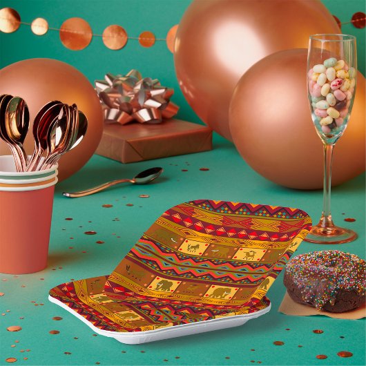 Etnische patronen papieren bordje