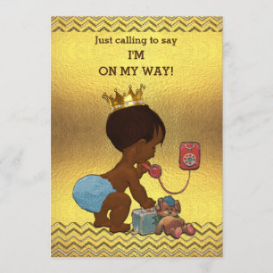 Etnische Prince op Telefoon Baby shower Gouden Che Kaart