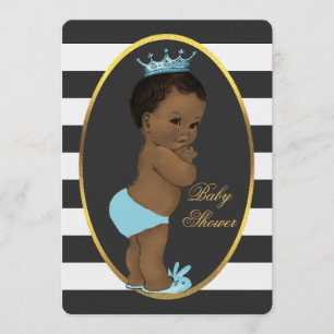 Etnische Prince Zwart Wit Strepen Baby shower Kaart