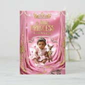 Etnische Princess Roze Baby shower Baby Deer Kaart (Staand voorkant)