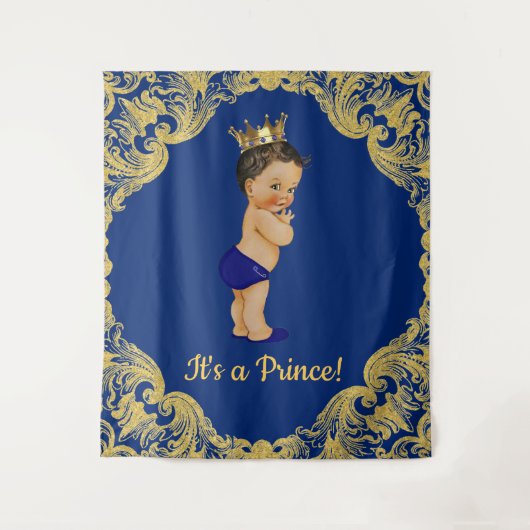 Etnische Prins Baby Shower Achtergrond Wandkleed (Voorkant)