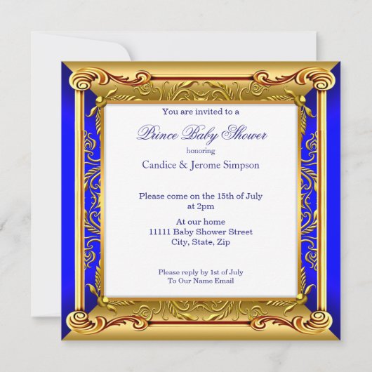 Etnische Prins Baby Shower Blauw Nepgoud Kaart (Achterkant)