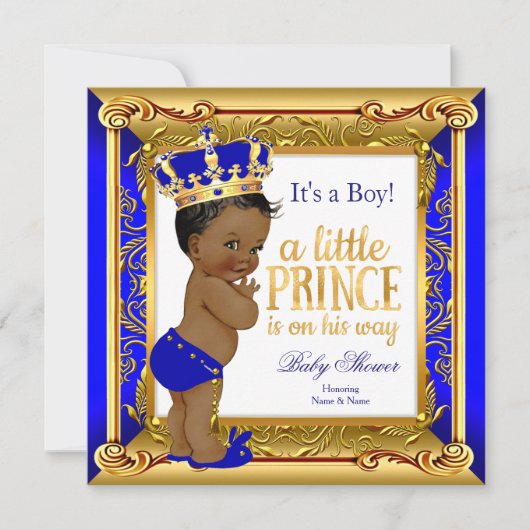 Etnische Prins Baby Shower Blauw Nepgoud Kaart (Voorkant)