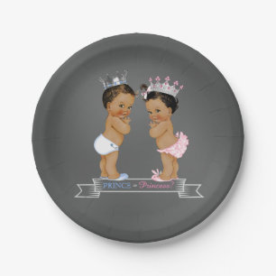 Etnische Prins Prinses Krijt Baby Shower Papieren Bordje