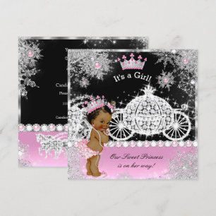 Etnische prinses Baby shower Carriage Pink Black Kaart
