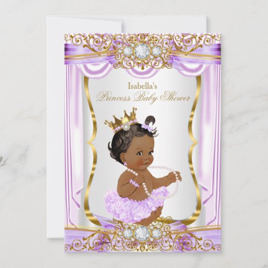 Etnische prinses Baby shower Paars Silk Gold Kaart (Voorkant)