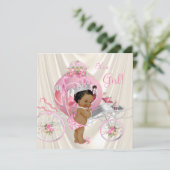 Etnische Prinses Baby shower Roze en Ivoren Parel Kaart (Staand voorkant)