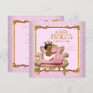 Etnische Prinses Baby Shower Roze Gouden Stoel Kaart