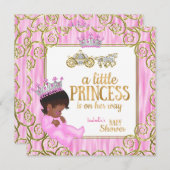 Etnische Prinses Baby Shower Roze Paardenkoets Kaart (Voorkant / Achterkant)