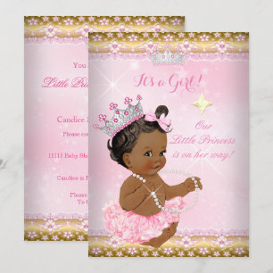 Etnische Prinses Baby Shower Roze Tutu Gouden Tiar Kaart