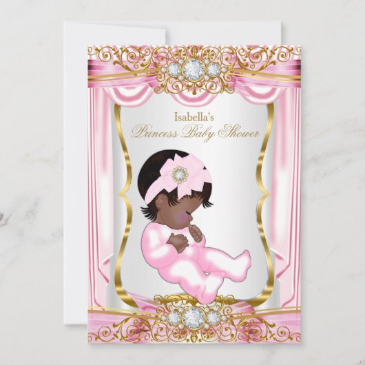 Etnische  prinses Baby shower Roze Zijzijde Goud Kaart (Voorkant)