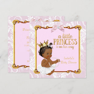 Etnische Prinses Baby Shower Wit Roze Goud Kaart