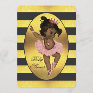 Etnische Prinses Ballerina Gold Stripes Baby showe Kaart