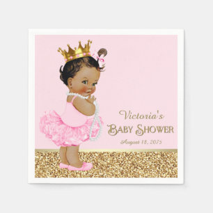 Etnische Prinses Ballerina Roze Goud Baby shower Servetten