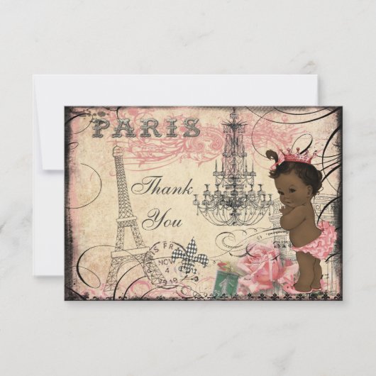 Etnische Prinses Eiffeltoren Kroonluchter Dank u Bedankkaart (Voorkant)