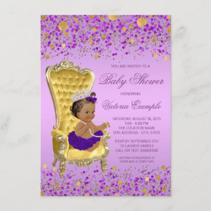Etnische Prinses Lavendel Gouden Baby Shower Kaart