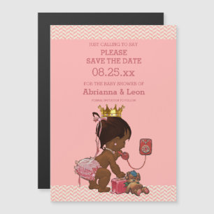 Etnische prinses op telefoon Save The Date Chevron Magnetische Uitnodiging