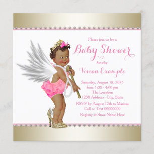 Etnische Prinses Parel Roze Gouden Engel Baby show Kaart