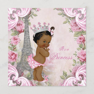 Etnische Prinses  Parijs Floral Baby shower Kaart