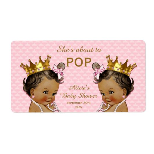 Etnische Prinses Twins Mini Champagne Label (Voorkant)