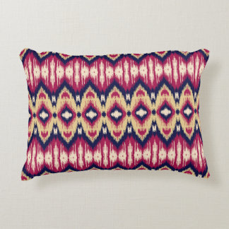 Etnische roze blauwe ikat chevron patroon achtergr accent kussen