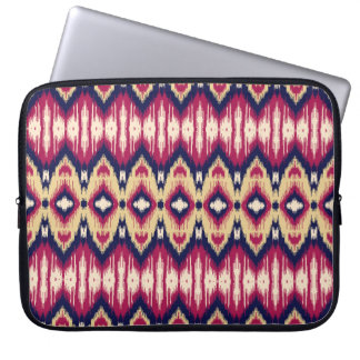 Etnische roze blauwe ikat chevron patroon achtergr laptop sleeve
