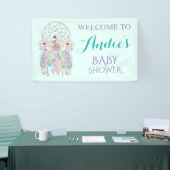 Etnische Sprookjesdroomvanger Boho Veren Pastels Spandoek (Beurs)