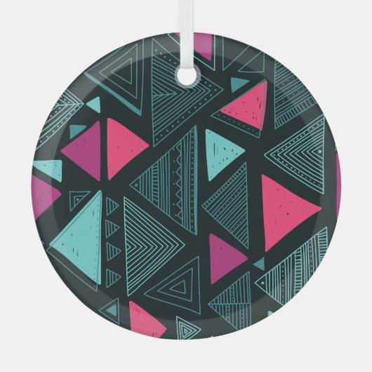 Etnische stam Boho: Doodle . Glas Ornament (Voorkant)