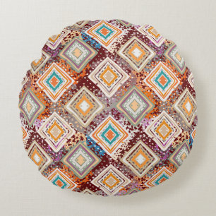 Etnische stamkunst, abstracte geometrie. rond kussen