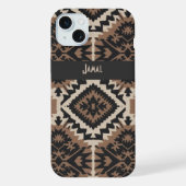 Etnische stammodderdoek zwart en bruin iPhone hoesje (Achterkant)
