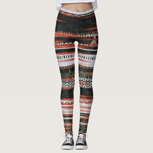 Etnische stamstrepen: tapijtontwerp. leggings (Voorkant)