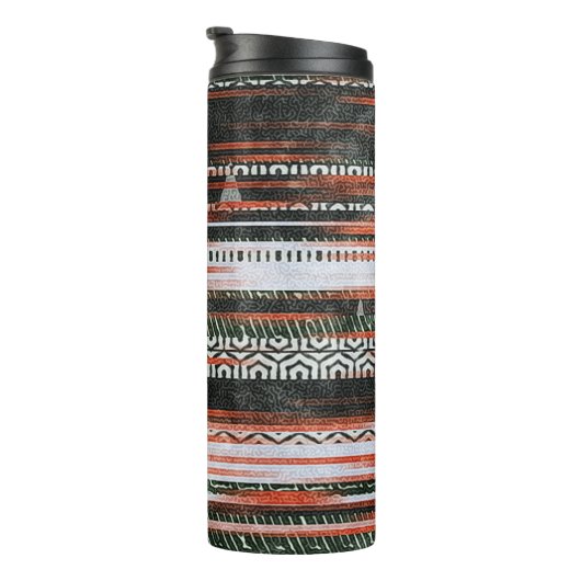Etnische stamstrepen: tapijtontwerp. thermosbeker (Geroteerd rechts)