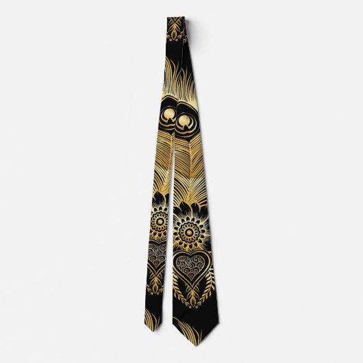 etnische stijl in peacock feather seamless pattern stropdas (Achterkant)