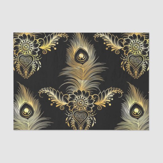etnische stijl in peacock feather seamless pattern tissuepapier (Voorkant)