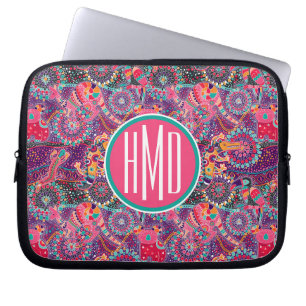 Etnische stijldieren Monogram Laptop Sleeve