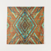 Etnische tribale Boho Pattern verbrandde sinaasapp Wandkleed (Voorkant (horizontaal))