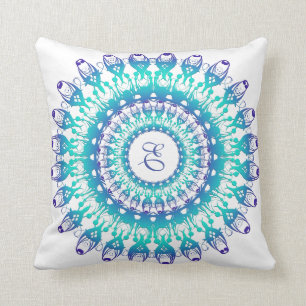 Etnische turquoise Mandala Kussen
