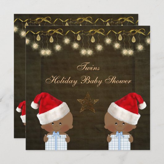 Etnische tweeling kerstBaby shower Kaart (Voorkant / Achterkant)